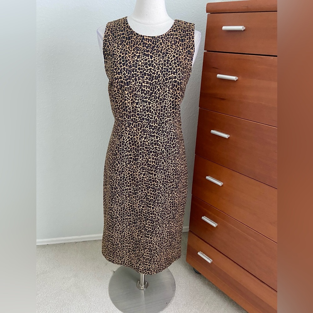 NWT J. Crew Leopard Print Dress Sleeveless Sheath Size 14